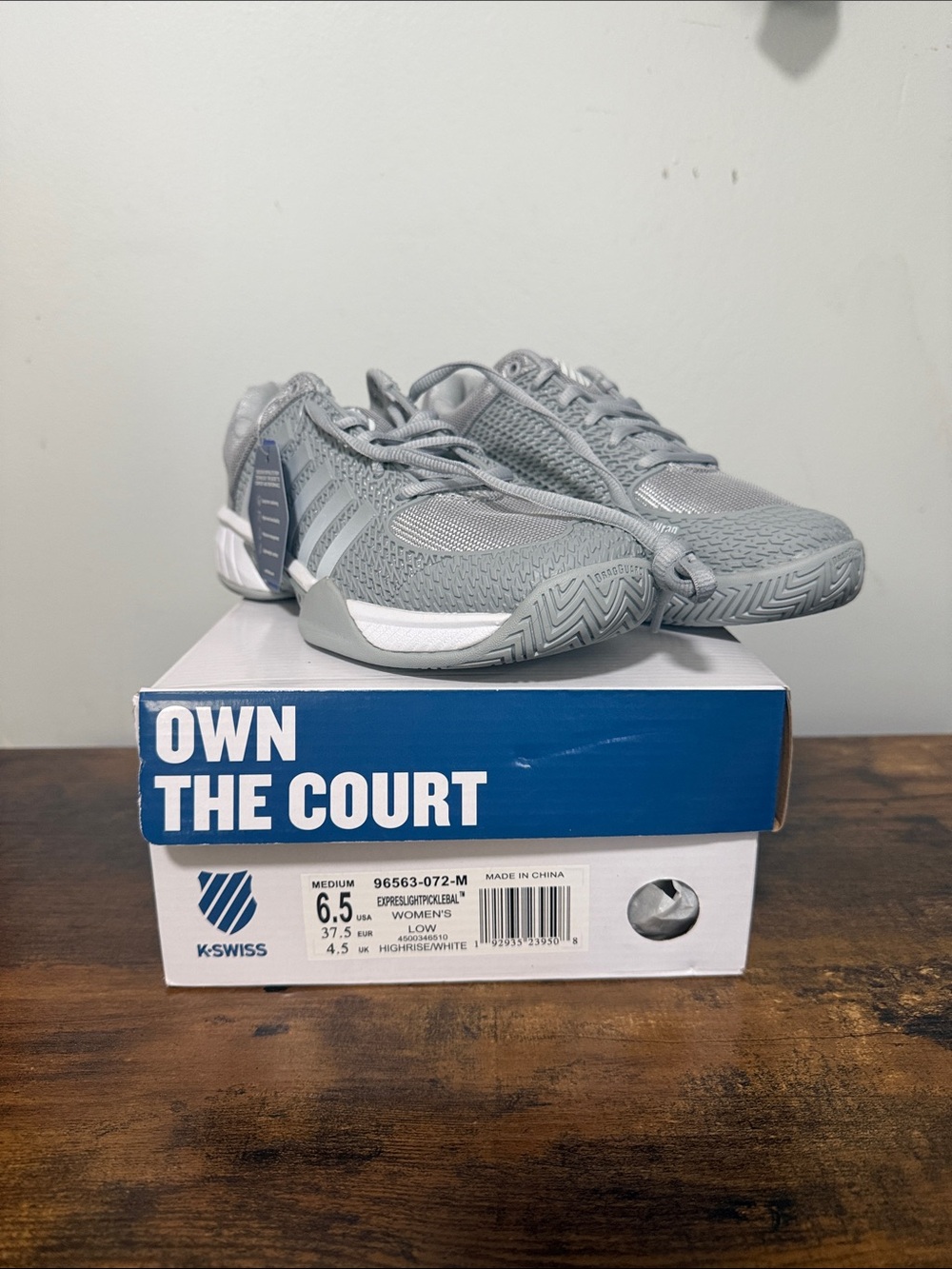 K-Swiss Express Light Pickleball Court Shoes Women’s 6.5 Gray NWIB